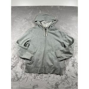 J.Crew Authentic Men's Hooded Sweater Sweatshirt Fleece Z-Up Gray (M)